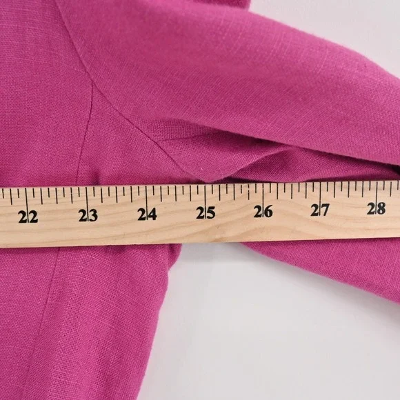 FARM RIO Womens Oversized Linen Blazer Size M Pink Single Breasted Shoulder Pads - Picture 3 of 13